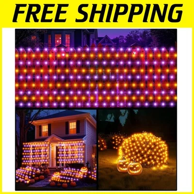 Luces de red de Halloween, 360 LED 12 pies x 5 pies - naranja y púrpura Foto 1 de 4