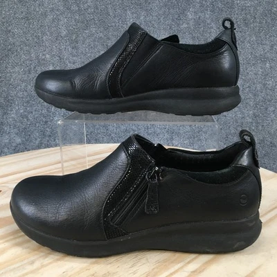 Clarks Unstructured Shoes Womens 8 M Un Adorn Zip Casual Wedge Loafers Black - Image 1 of 4