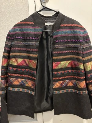 Coldwater Creek Aztec Open Jacket Womens 18 Southwestern Embellishe - Image 1 of 4