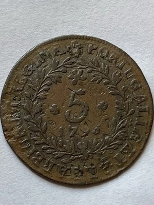 1776 Colonial America’s - Portugal 🇵🇹 5 Reis 1795 Overstruct On 1776 3 Reis - Image 1 of 4