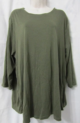 J. JILL Sz. 3X Pima Cotton Side Inset Tee  3/4 Sleeve-Olive *NWOT - Image 1 of 3