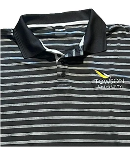 Towson University Tigers Herren 3XL Golf Poloshirt schwarz weiß gestreift S/S NCAA - Bild 1 von 9