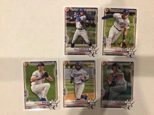 Peter Heubeck RC Luis Rodriguez +3 Dodgers Team Set 2021 Bowman Draft Base Paper - Picture 1 of 1