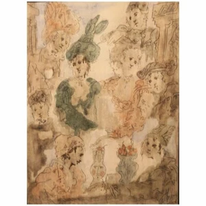 Conger A. Metcalf Mixed Media Watercolor & Graphite Painting, Figural Study - Picture 1 of 9