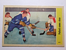 1958-59 PARKHURST, BASE SET, HOCKEY, BOB PULFORD, #1 PULFORD COMES CLOSE, EX