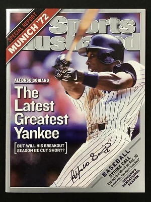Alfonso Soriano Signed Sports Illustrated 8/26/02 No Label NYY Baseball Auto JSA - Image 1 of 4