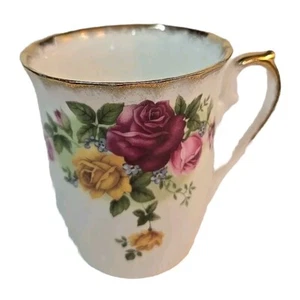 HD&S Royal Patrician CUP Pink Yellow Roses Gold Trim Fine Bone China England - Picture 1 of 18