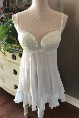 Camisón Babydoll blanco transparente Seductive Wear by Cinema Etoile y bata azul pequeño Foto 1 de 4