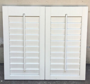 24 7/8" Tall x 27 1/2" Wide Wood Interior Louver Plantation Window Shutters VTG