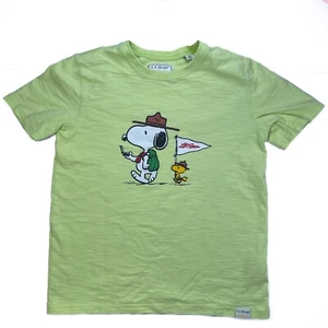 L.L. Bean X Peanuts Snoopy Camp Outdoor Graphic Kids T-Shirt Green Sz M (10-12) - Picture 1 of 7