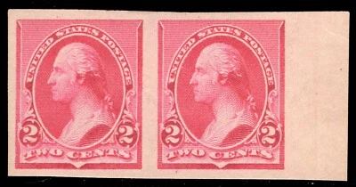 MOMEN: US STAMPS #220P5 PLATE PROOF PAIR IMPERF MINT OG VLH XF LOT #73315 - Image 1 of 3