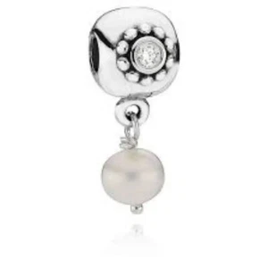 Pandora Dangle Clip Charm White Pearl Of Wisdom Silver CZ Love Purity Life Peace - Picture 1 of 1