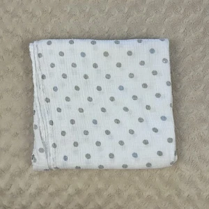 Aden + Anais Blue Gray Polka Dots Baby Swaddle Blanket White Muslin Cotton - Picture 1 of 7