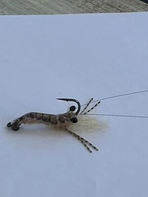 (QTY)3. Size 4 shrimp fly/crawfish fly striped bass bone  red salt water snook - Image 1 of 3