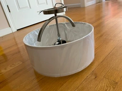 2-lights chrome trim semi flush drum shade glass pendant chandelier fixture new - Image 1 of 4