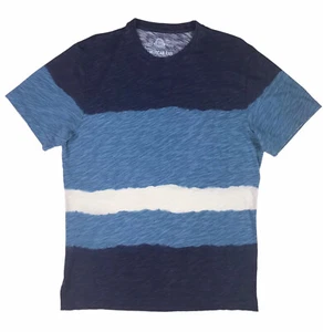 Camiseta American Rag Dip Dye a Rayas Azul Marino Preppy Beach Surfer Camiseta Hombres Pequeña - Imagen 1 de 12