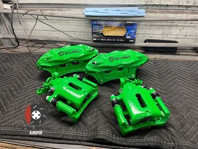 Pinzas de freno delanteras/traseras Ford Mustang GT recubiertas de polvo verde lima 07-14 5,0 Foto 1 de 4