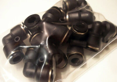 New Lot of 20, 3/8" Poly Tubing Push Connect Elbow Fittings, PBT NBR Buna-N - Image 1 of 4