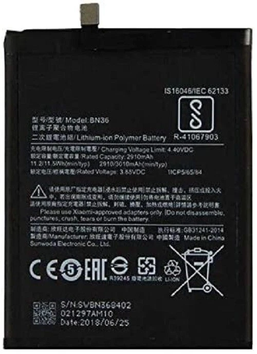 Bateria BN36 Para Xiaomi Mi 6X / Mi A2 3010 mha Alta calidad - Imagen 1 de 1