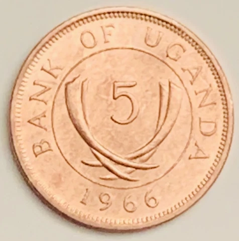 1966 Uganda 5 Cents KM# 2 Uncirculated Condition Cover