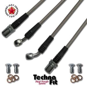 FRONT REAR Techna Fit Stainless Steel Brake Lines For 92-2000 Lexus SC300 SC400