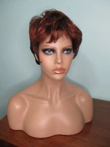 3" red and black redhead mix short SHAG PIXIE cut WIG by MOTOWN TRESS - Picture 1 of 10