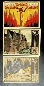 1921 Alemania SAALFELD 50 Phennig billete/dinero de emergencia - Imagen 1 de 2