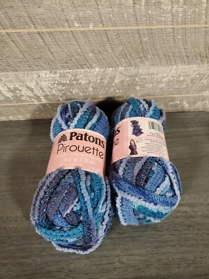 Lote 2 Patones Hilo de Pirueta "Brillo Azul Medianoche" - Cinta - Bufanda con Volantes - 3 OZ Foto 1 de 2
