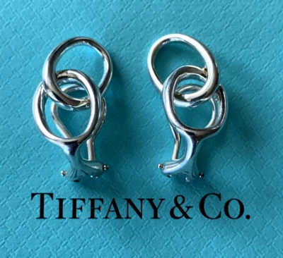 Tiffany & Co Elsa Peretti  Double Loop Earrings  Clip On Sterling Silver 925 - Image 1 of 2