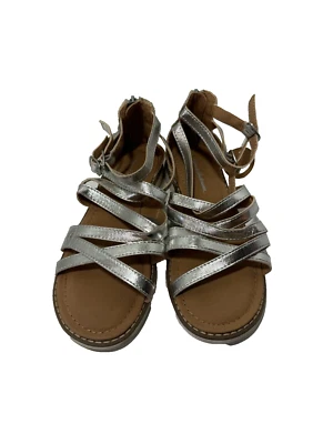 Sandalias Hanna Andersson Plateadas Gladiador Niñas Talla 4Y Nuevas con Etiquetas Minorista $45 Juveniles Foto 1 de 4