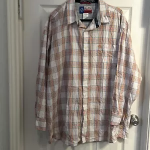 Wrangler George Strait Western Shirt Men 3X Orange and Blue Plaid - Picture 1 of 5