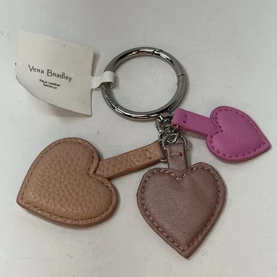 Vera Bradley Llavero 3 Niveles Corazones Llavero.  Rosa Beige. Foto 1 de 4