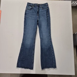 Pantalones de mezclilla para mujer PacSun con dobladillo crudo elástico tiro alto corte bootcut 29x31 lavado medio - Imagen 1 de 11