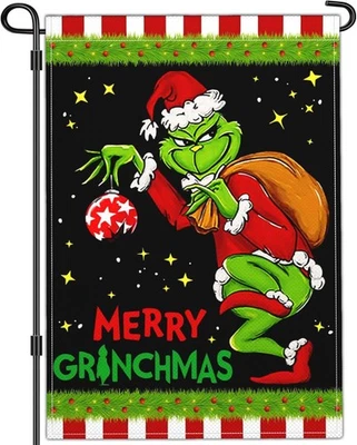GRINCH Merry Grinchmas Garden Flag Christmas Garden Flags 12x18 Double Side - Image 1 of 4