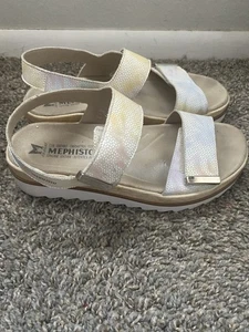 Mephisto Women’s Sandals Dominica Size 38 Or US 7.5 Platform Strap Leather Scale - Picture 1 of 5