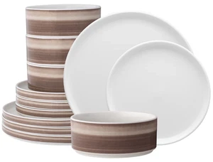 Noritake Colorstax Ombre Umber 12-Piece Porcelain Dinnerware Set Service for 4 - Picture 1 of 5