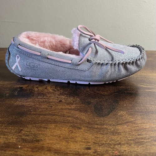Pantofole UGG Dakota 5 donna grigio scintillante consapevolezza cancro al seno pelliccia shearling