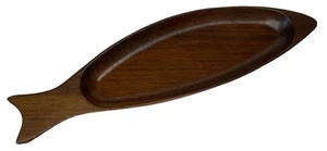 Vintage MCM Teak Wooden Fish Tray Serving Dish Trinkets 12.5" Sleek Classic - Picture 1 of 11