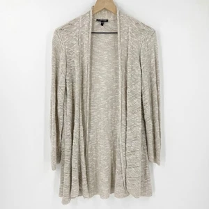 Eileen Fisher Beige Open Knit Longer Length Cardigan Sweater Linen L Beachy Boho - Picture 1 of 7