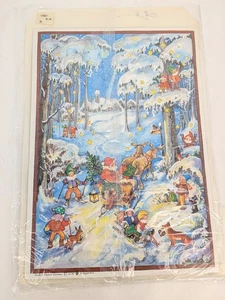 VTG West Germany Korsch Verlag Christmas Advent Calendar Santa In Sleigh Gifts - Picture 1 of 9