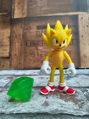 Sonic The Hedgehog 2 Movie Super Sonic 4" Action Figure w/ Master Emerald Jakks - Image 1 of 4