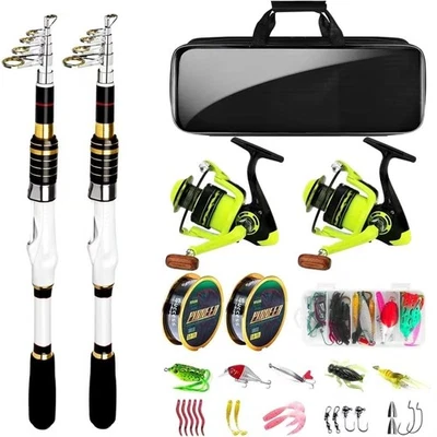 Telescopic Fishing Rod and Reel Combo, 2PACK 5.9FT 6.89FT Carbon Fiber Travel... - Image 1 of 4