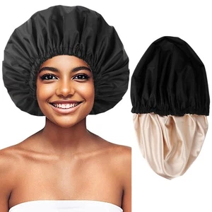 Adjustable Shower Caps for Women Reusable Waterproof Satin Lining Large Showe... - Picture 1 of 7