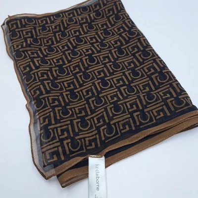 Bufanda de seda Liz Claiborne vintage LC patrón inicial 9x28 Foto 1 de 4