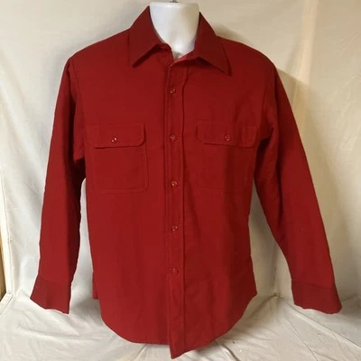 Vtg JCPenney Mens Flannel Chamois Shirt Medium Red Insulated NWOT USA Made FS! - Image 1 of 4