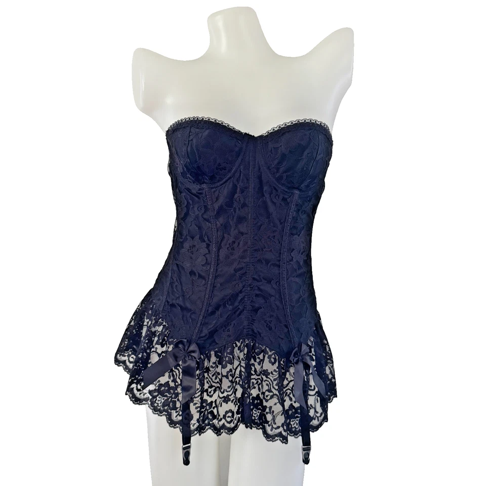 Top corsé bustier garters de encaje negro años 90 de colección FREDERICK'S OF HOLLYWOOD años 80 36 Foto 1 de 4