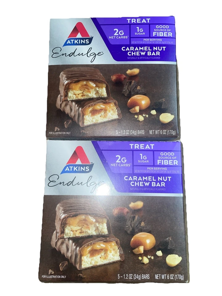 Pack de 2 - Barra masticable Atkins Endulge caramelo nuez. 1g de azúcar. 5 Ct.Exp 02/20/2026+ Foto 1 de 1