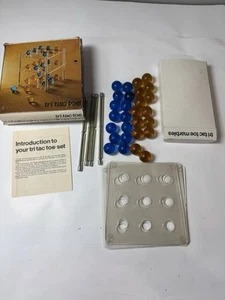 Vintage Tri Tac Toe Marble 3D Tic Tac Toe Acrylic Board Game Reiss 1971 102-600 - Picture 1 of 11