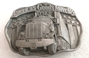 C+J Belt Buckle Inc America's Goods Move By Truck 1003 No Color New NOS 1986 MCM - Picture 1 of 3