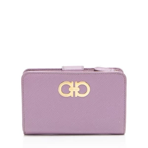 Cartera compacta con cremallera alrededor Salvatore Ferragamo Saffiano Gancini - Imagen 1 de 11